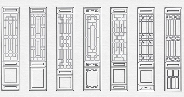 留坝常用中式仿古花窗图案隔断设计图